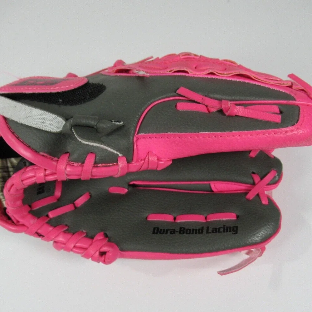 FRANKLIN Girls Pink Gray Contour Fit Baseball Glove RTP 22700 Durabond‎ LHG - Picture 2 of 9